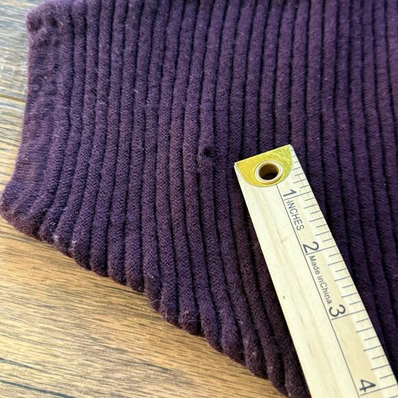 Cynthia Rowley Merino Wool Ribbed Sweater Plum Purple Short Sleeve Top M - Picture 6 of 6